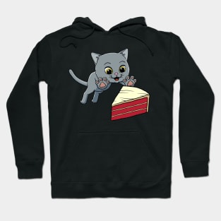 British Shorthair Cat excited to eat Red Velvet Cake Hoodie